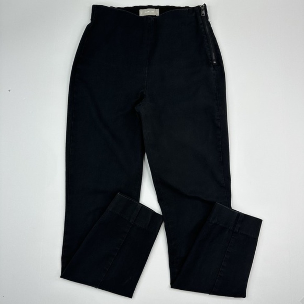Everlane Women Black Bi-Stretch Work Pant High Rise Side Zip Slim Tapered Size 2